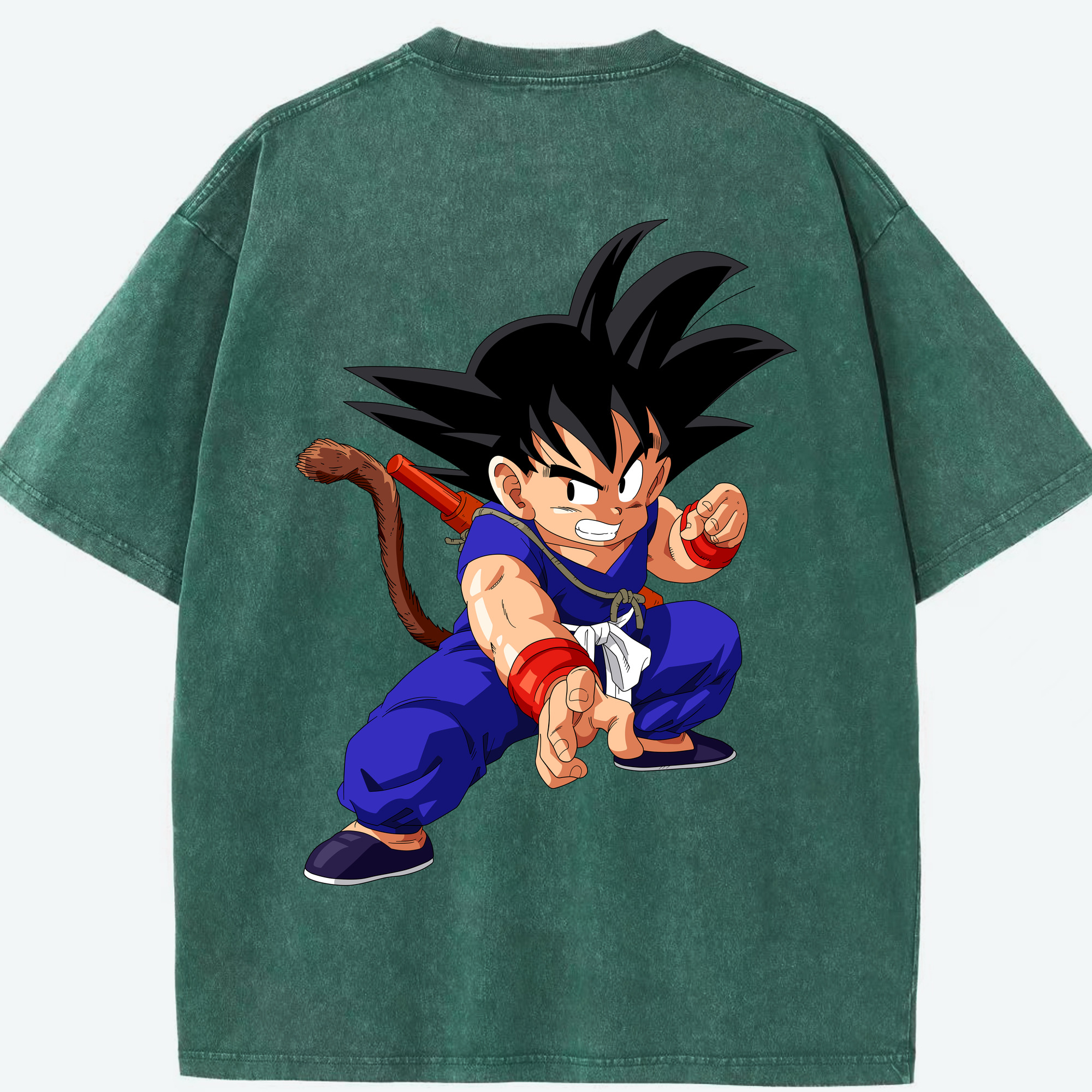 （画像用） ドラゴンボール 孫悟空（そん ごくう）Son Goku カカロット DRAGON BALL Kakarotto 綿100% ヴィンテージ風 半袖Tシャツ（背面プリント）